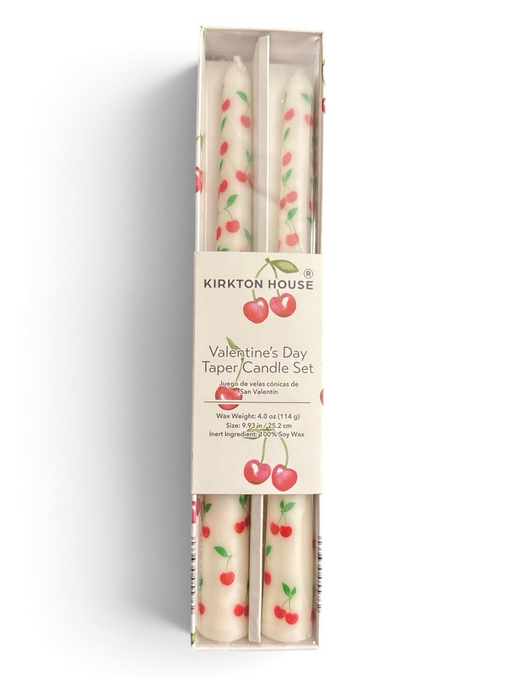 Kirkton House Cherries Taper 100% Soy Candle Set New In Box 9.93” in